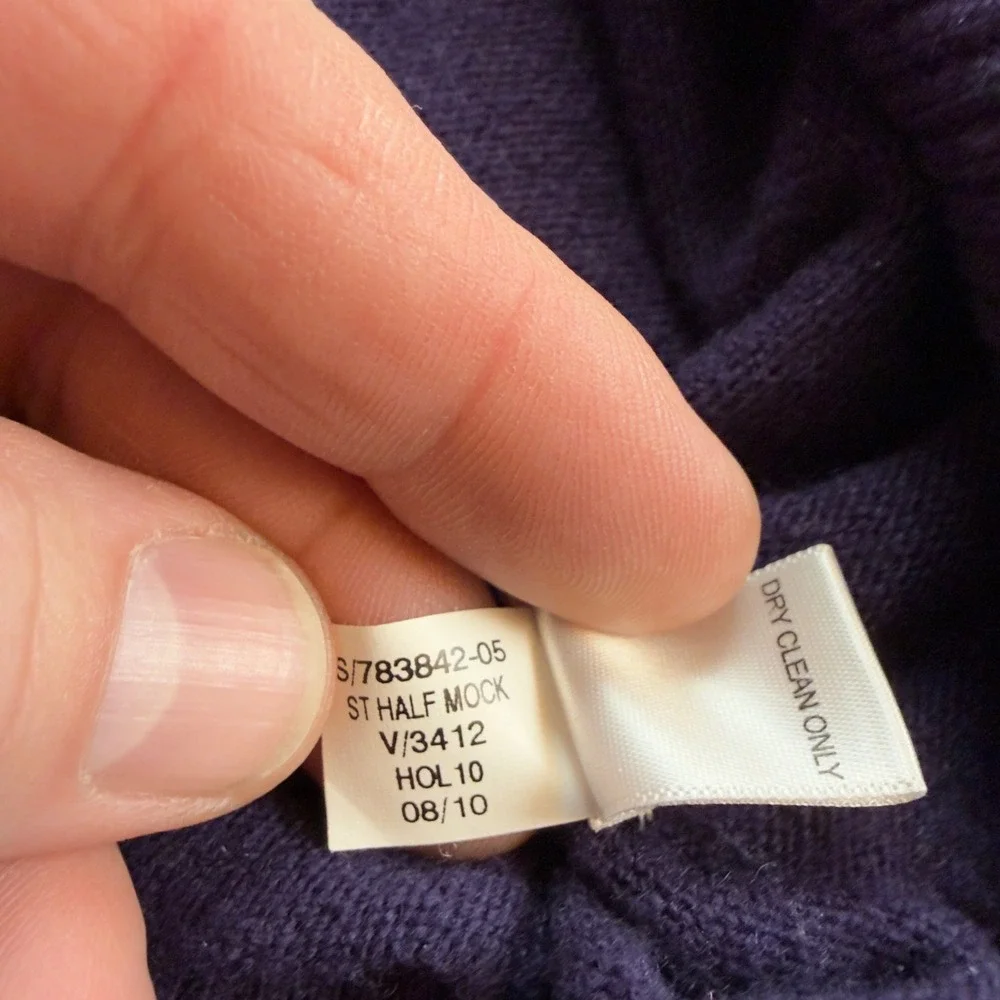 Banana Republic Mens Purple 100%‎ Merino Wool Half Zip Mock Neck Sweater Lg